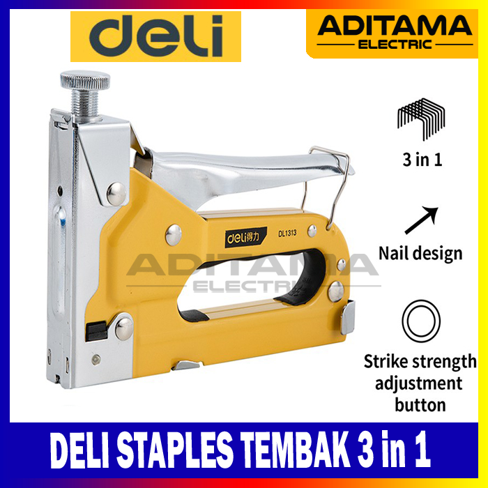 DELI STAPLES TEMBAK 3 in 1/ DELI STAPLE GUN CHROMIUM