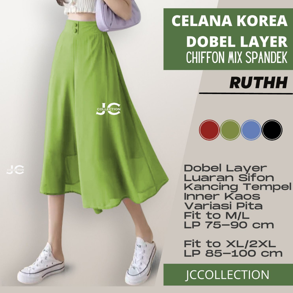 Celana Wanita Korea Style Sifon / Cullote Pants Stice Pants Ruthh JCCollections