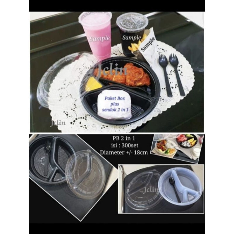 Mika Bento Bulat + Sendok / Mika Bento sekat 3