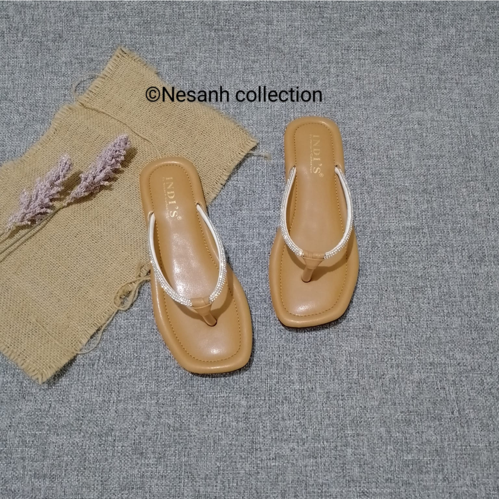 Sandal Wanita MARSYA by Nesanh Sandal Flat Wanita Kekinian Permata Mutiara