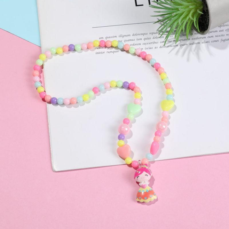 PROMO 6.6 Kalung Manik Anak Warna Warni Lucu Bandul Karakter Cantik