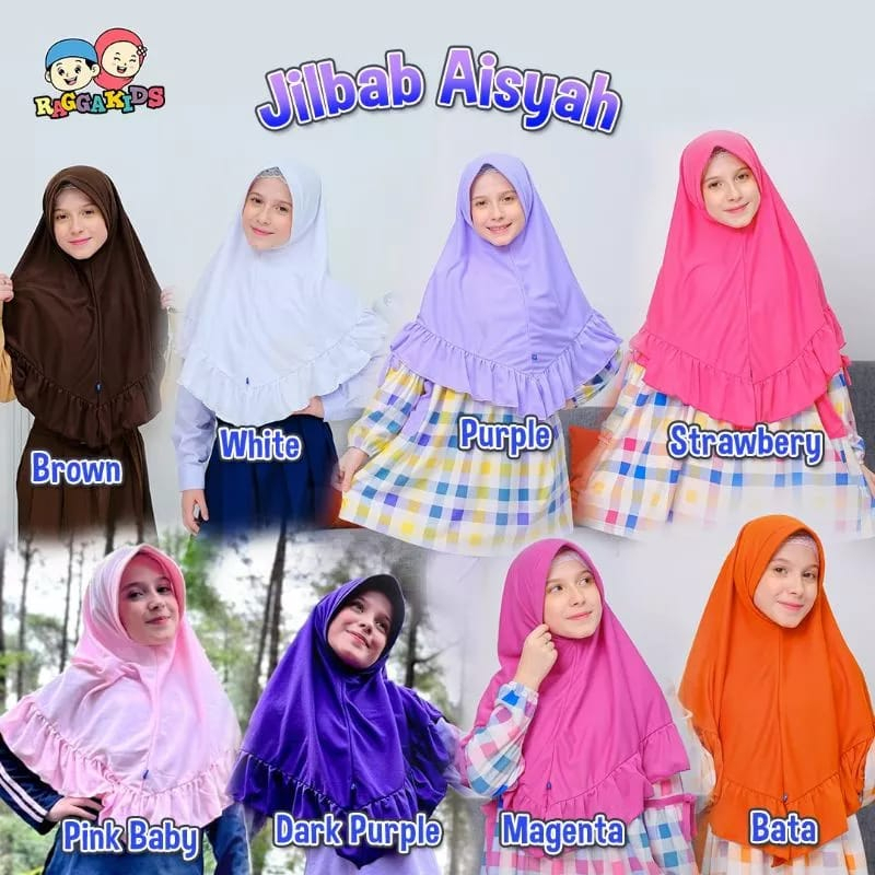 Jilbab anak remaja Raggakids Size XXL 11-13 tahun | bergo anak | Jilbab sekolah anak SD SMP | Jilbab Putih