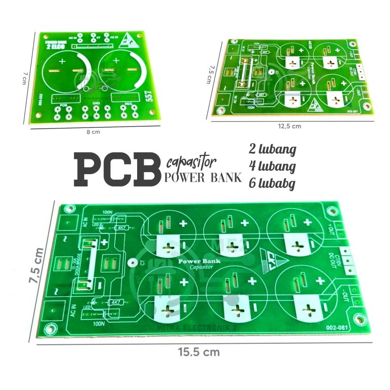 Papan PCB Elco Power Bank Capasitor PSU Fiber 2 Lubang 4 Lubang 6 Lubang CKJ