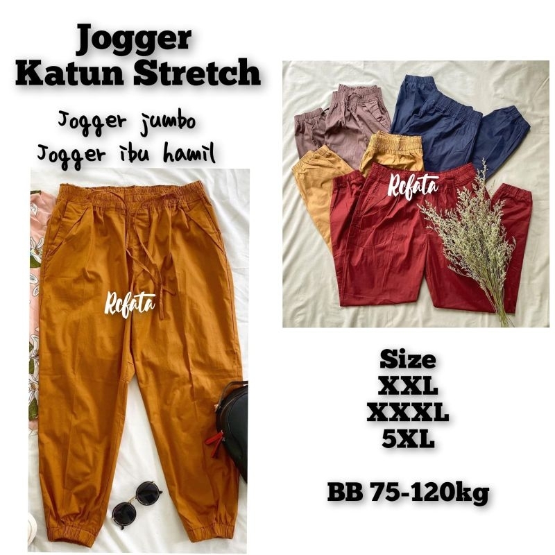Jogger Katun JUMBO, Jogger Hamil XXL dan XXXL, Celana Hamil
