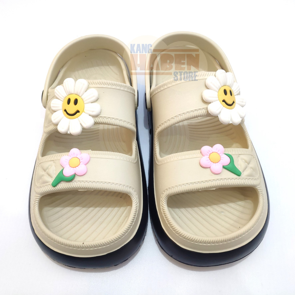 Sandal Anak Cewek Tanggung dan Dewasa Dual Band Karakter Bunga 530CB Habenkids