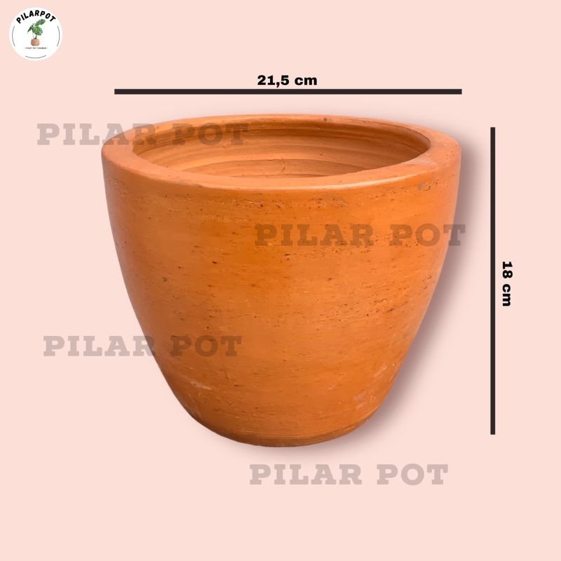 POT BUNGA TANAMAN GERABAH TANAH LIAT MANGKOK POLOS D22 - TERRACOTTA