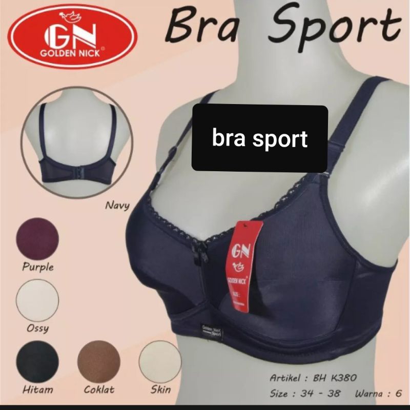 BRA SPORT GOLDEN NICK K380 TANPA KAWAT BUSA TIPIS