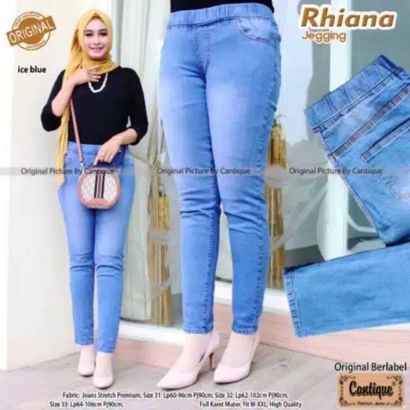 Celana Jeans Legging Pinggang Karet Wanita | Jeans Pinggang Karet