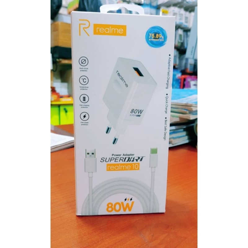 Charger Realme power Adapter Super Fast Charging Realme 10 Type C  usb micro 80W Super vooc