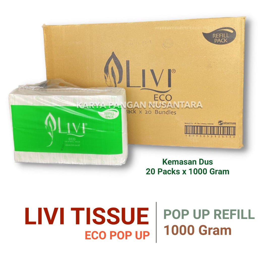 TISSU LIVI TISSUE ECO POP UP REFILL 1000 GR TISU POP UP LIVI DUS 20