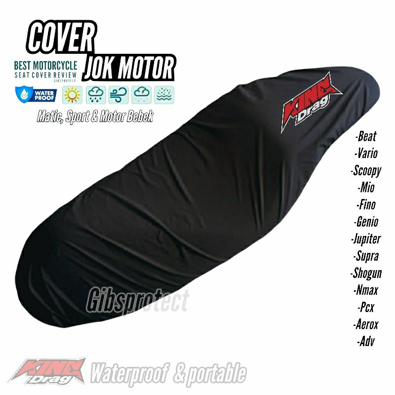 King Drag Sarung Jok Motor Portable Seat Cover Waterproof Universal Vario Beat Scoopy Fino Mio Genio Fazzio Supra Shogun Jupiter Mx Satria Sonic Nmax Pcx Adv Aerox