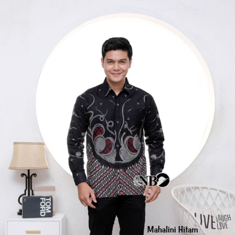 Kemeja Batik Pria Modern Lengan Panjang Casual Modis Slim Fit