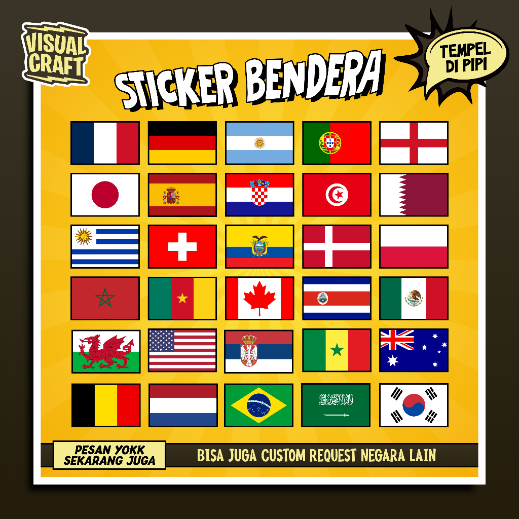 STIKER BENDERA FIFA WORLD CUP QATAR 2022 | BISA BUAT NOBAR