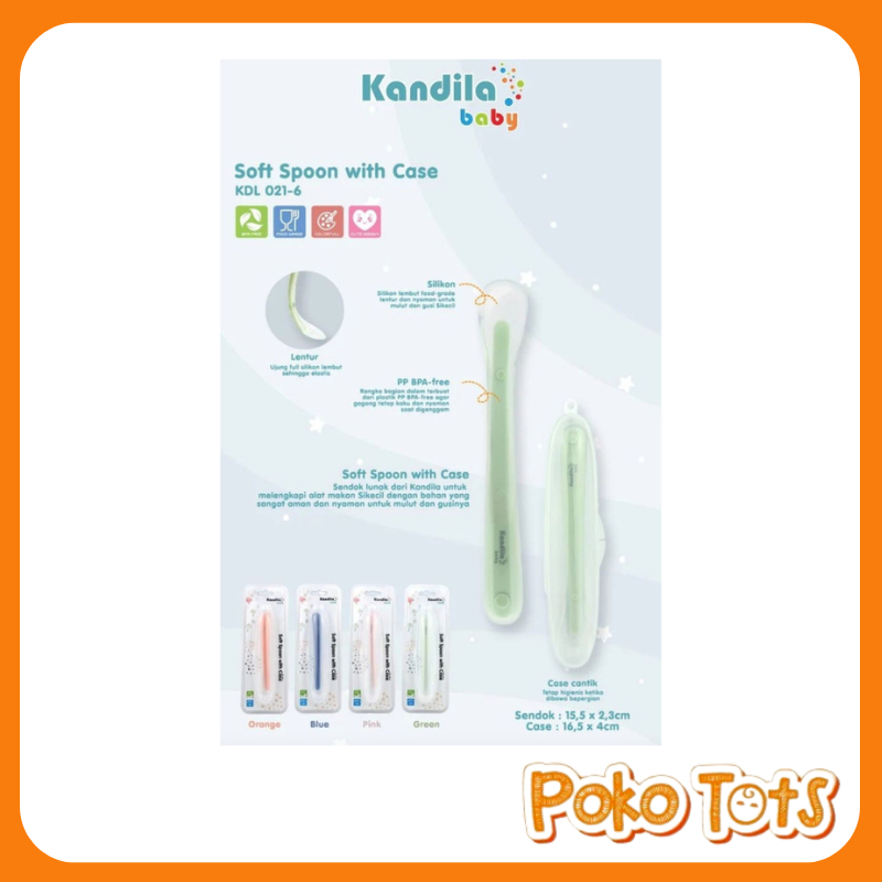Kandila Baby Silicone Soft Spoon With Case KDL021-6 Sendok Makan Bayi Silikon WHS