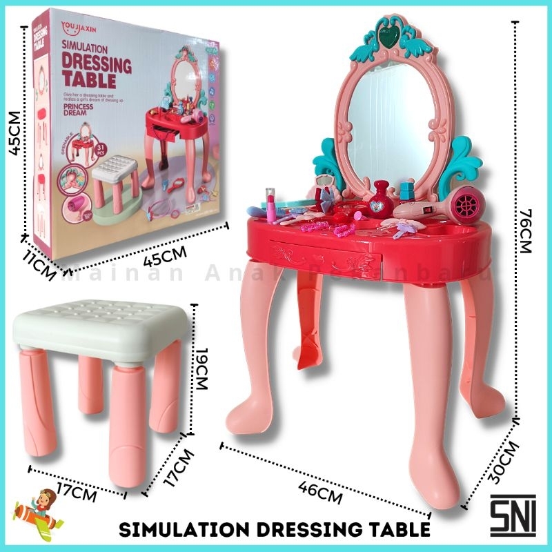 Mainan Anak Pekanbaru Meja Rias Make Up Simulation Dressing Table Princess Dream 31 Pcs Lampu Musik 