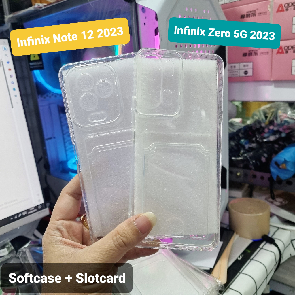 SLOTCARD Soft Case BENING INFINIX ZERO 5G 2023/ X Zero X-PRO Zero X-NEO/ Note 12 2023/ SMART 6 6+ 6-HD HD 2021 5 Casing Slot Tempat Kartu CARD Softcase CLEAR Airbag Four Air bag Silicone Kondom Karet / TPU Plastik Plastic warna Transparent 4G 5G PLUS XPRO