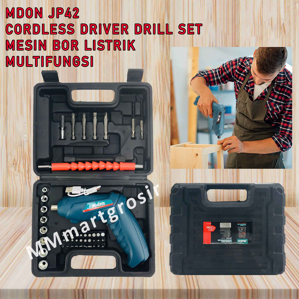 MDON JP42 / Cordless Driver Dill Set / Mesin Bor Electric / Mesin Multifungsi