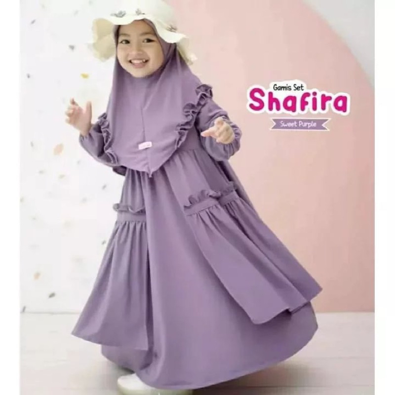 Gamis anak syari set khimar zalika syari usia 2-7 tahun