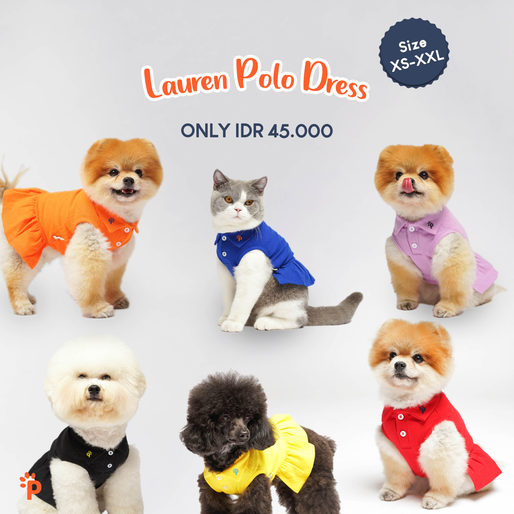 Pawlovin - Baju kucing &amp; Baju Anjing Lauren Polo Dress