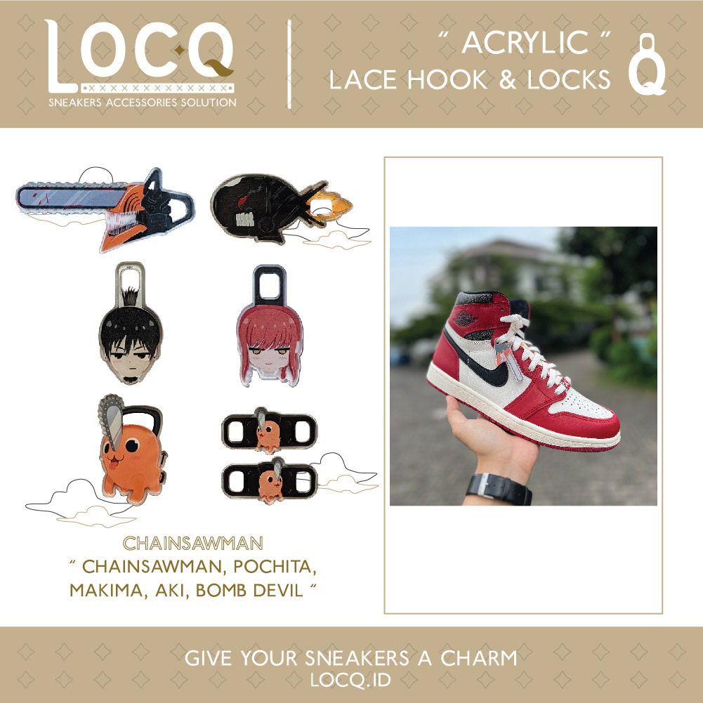 Aksesoris Tali Sepatu Acrylic Chainsaw Man Bomb Devil Aki Makima Pochita | Shoelaces Accessories | S
