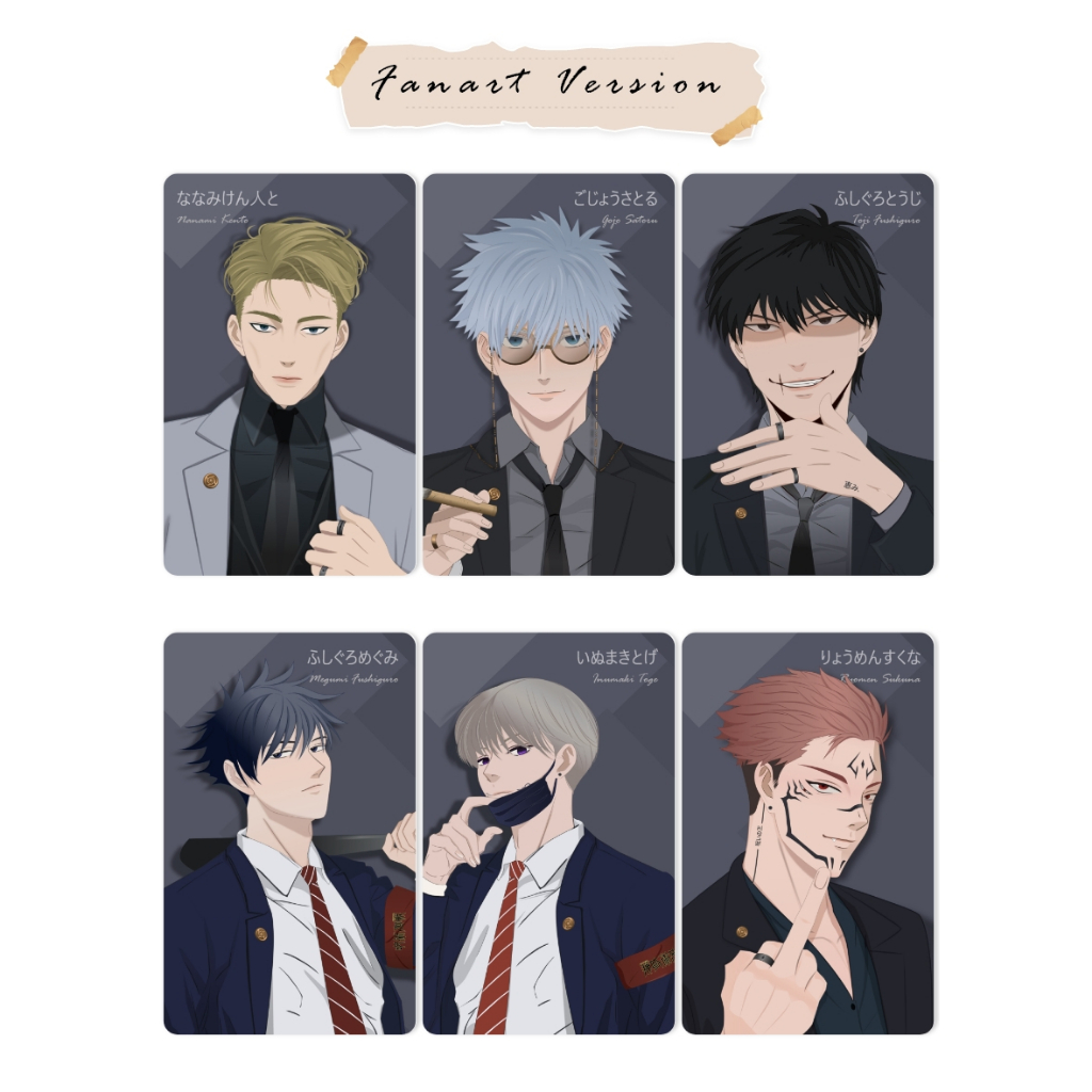 Photocard Anime Jujutsu Kaisen - FanArt Gojo Satoru Nanami Kento Megumi Fushiguro Toji Inumaki Toge 