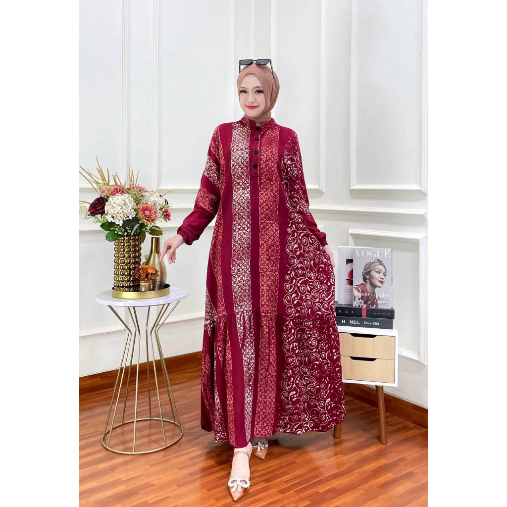 GAMIS RAYON/HOMEDRESS WANITA RAYON/BUSUI FRENDLY/GAMIS RAYON MOTIF BRANDED