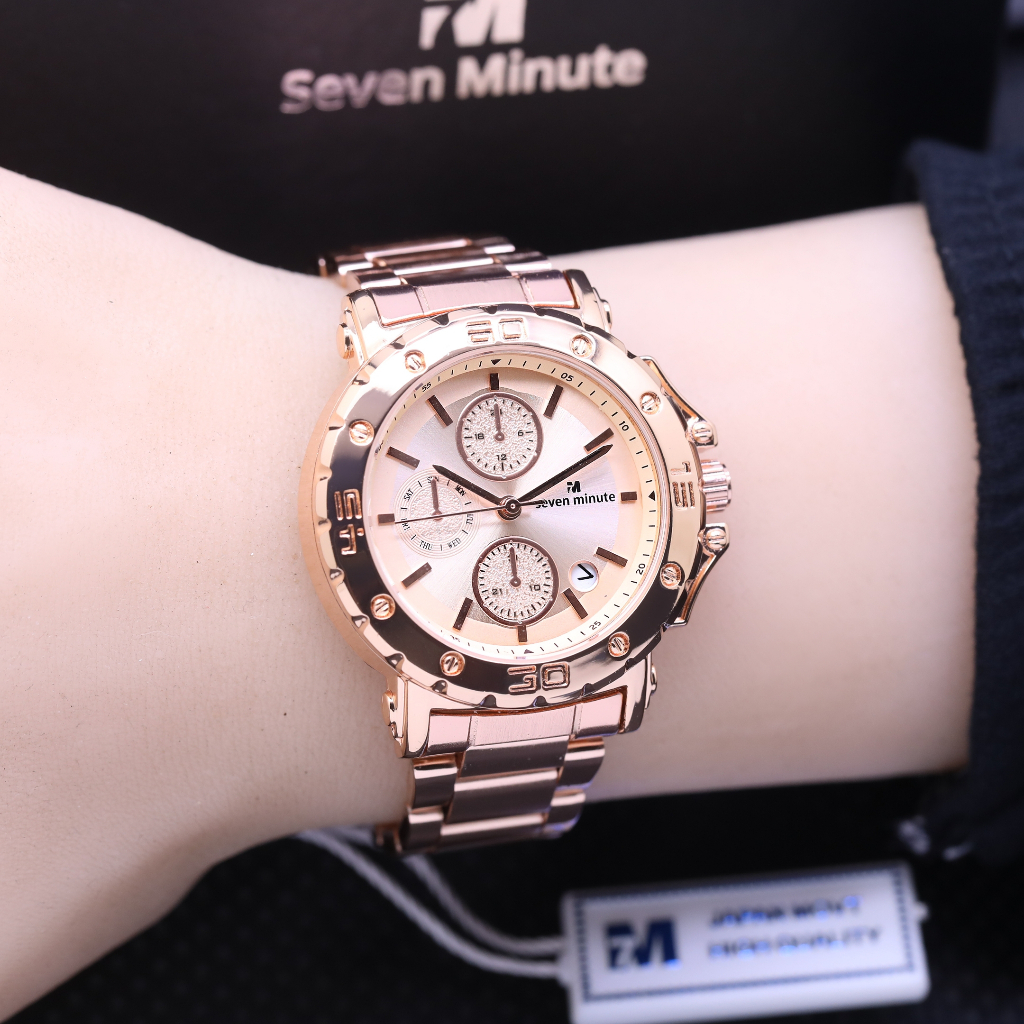 SEVEN MINUTE M701C Jam tangan wanita original seven minute rantai series analog tanggal