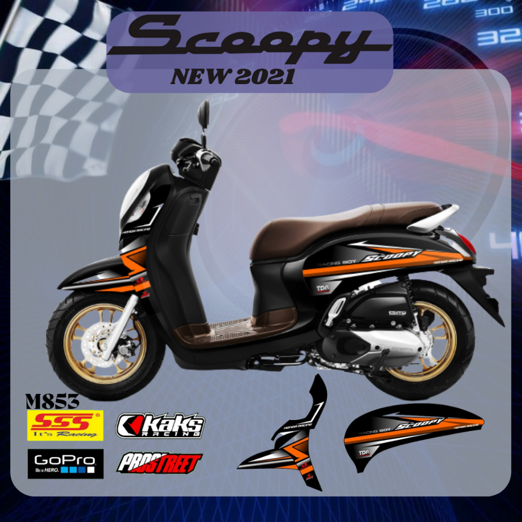 STIKER STRIPING MOTOR SCOOPY NEW 2021 Terbaru KODE M853 - Sticker Decal Print List Variasi  Motor Ho