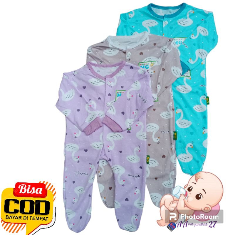 3PC MOM'S GIFT Jumpsuit ANGSA SERIES Model Kaki Tertutup Ukuran Newborn 0-4Bulan SNI NYAMAN Berkualitas