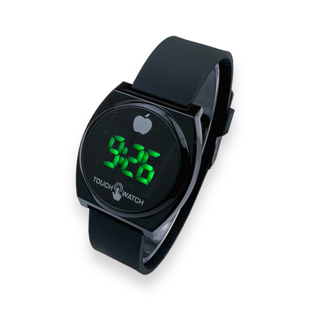 COD✅ Jam Tangan Digital Wanita Pria Watch LED Rubber Elektronik Touch Screen Harga Murah    S1201-S1292-Full Hitam