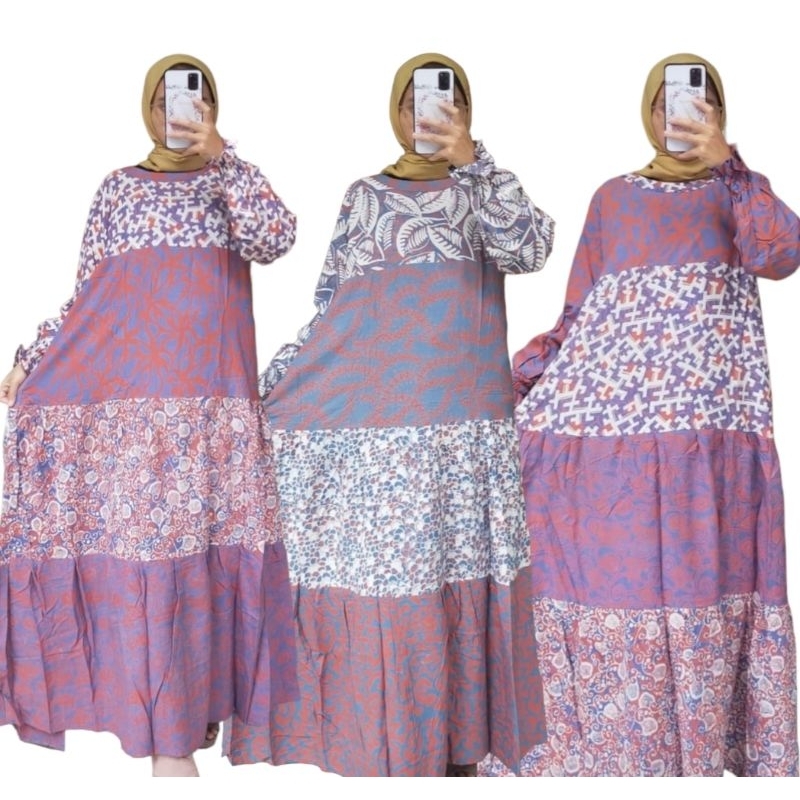 Longdress Susun Batik LuZa Pekalongan / Daster Gamis Panjang Batik Longdres baju tidur grosir murah 