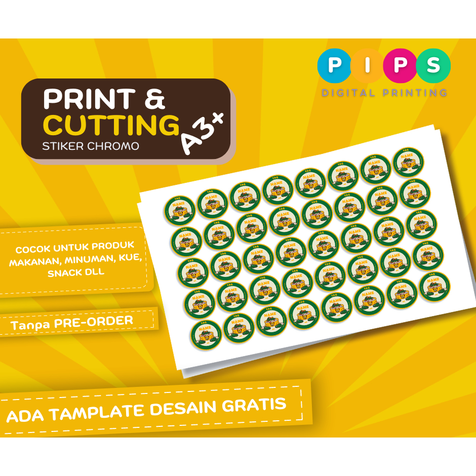 

Stiker Logo Label Makanan Minuman Sticker Chromo Free Cutting