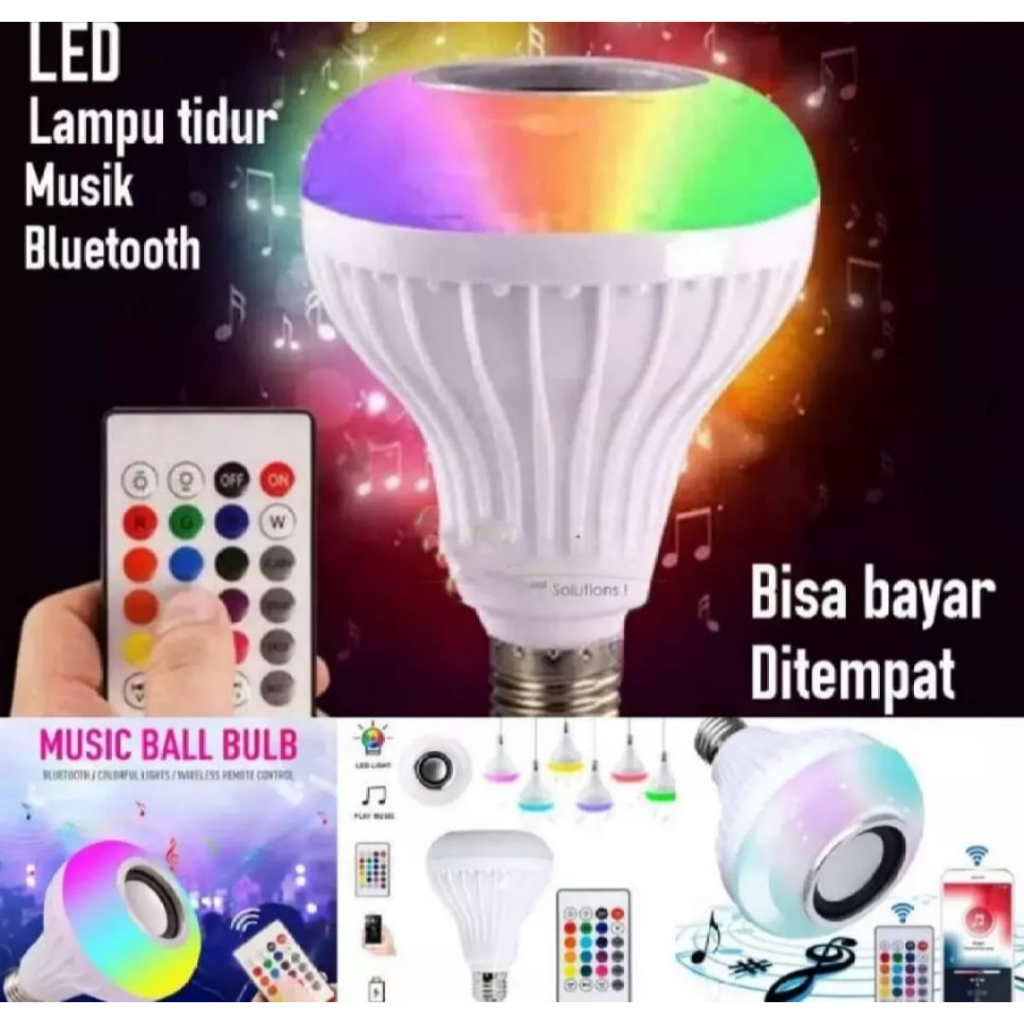 Bohlam Speaker Musik Bluetooth 2 in 1Remote LED RGB E27 12W Dengan Musik Party Warna Warni MP3 Audio Disco / Lampu Speaker LED