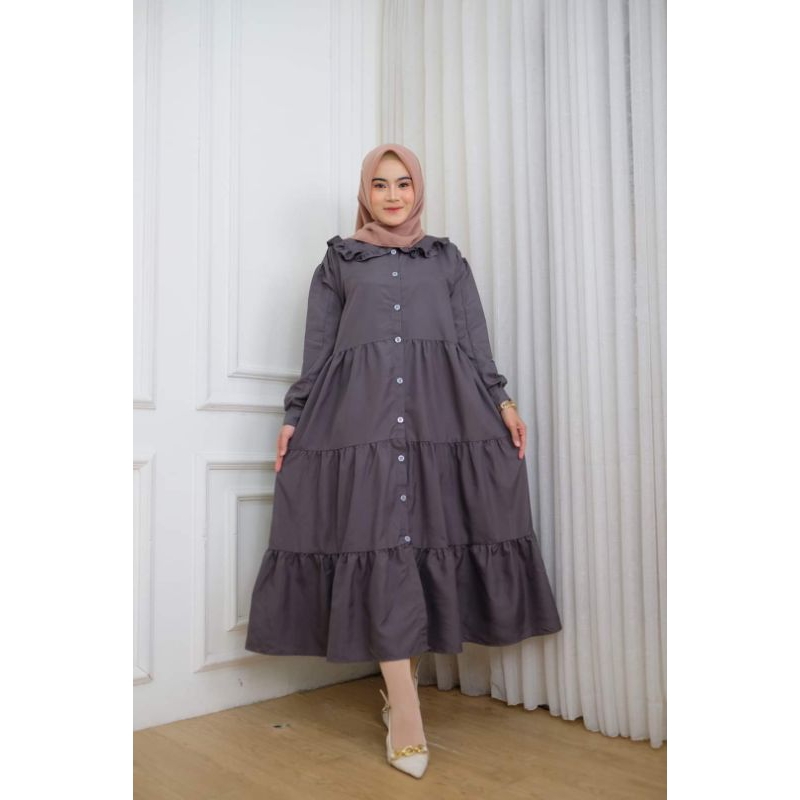 GAMIS SUSUN BUSUI KATUN  RAYON LD 115 CM PANJANG 130 CM//LONG DRES  RAYON SELEBGRAN