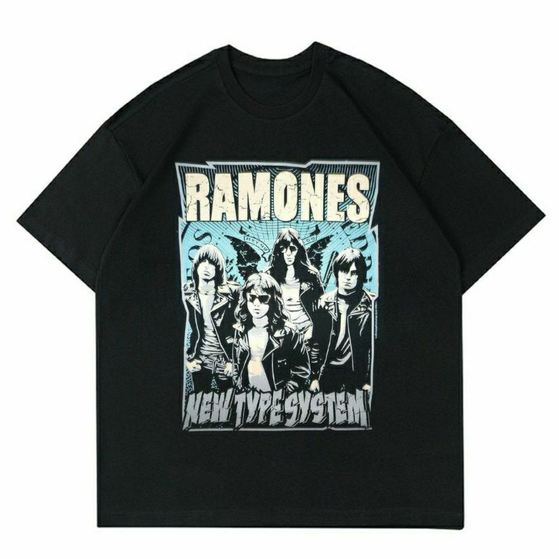 BAJU BAND RAMONES " NEW TYPE SYSTEM" | T-SHIRT KAOS BAND PUNK METAL  RAMONES VINTAGE BLACK | KAOS BA