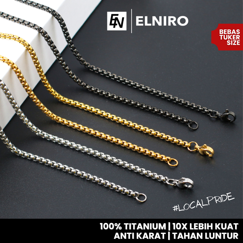 ELNIRO Necklace LUIGI Real Titanium Anti Karat Kalung Titanium Pria Wanita Unisex