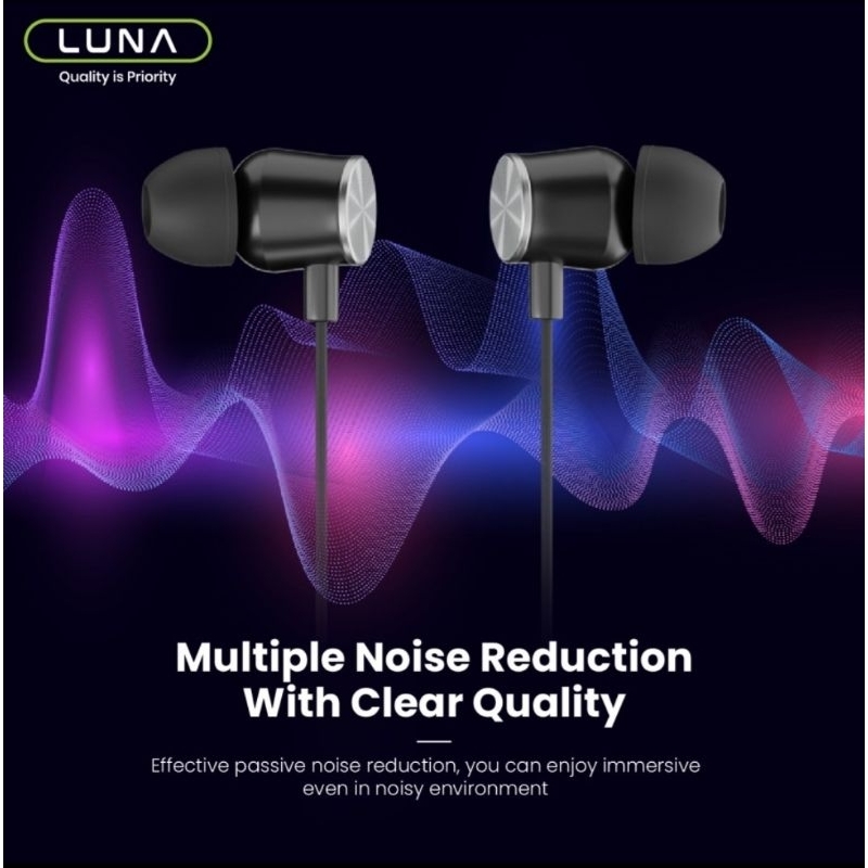 Luna Handsfree Stereo In-Ear Wired Earphone cable with Mic Free Pouch - Headset jack 3.5mm Gaming sport EA-2Y EA-2Z EA-2A1 EA-25 EA-2X EA-2W EC17P Varian Series