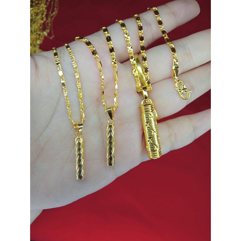 kalung tempe bambu 60cm lapis emas 24k