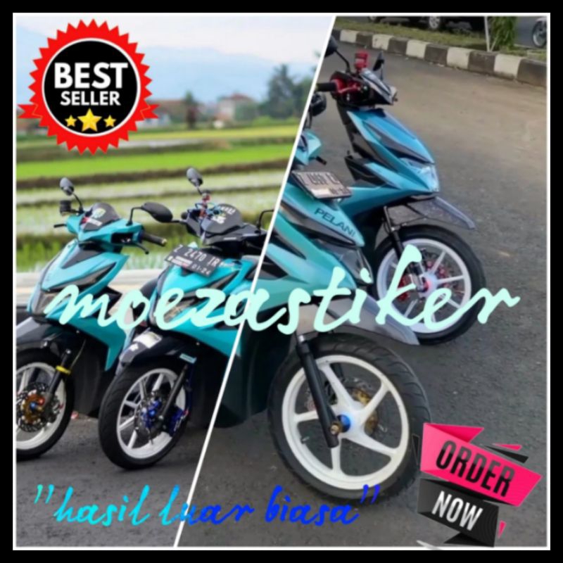 stiker biru toska,skotlet motor biru toska