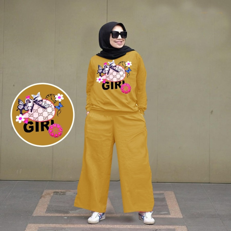 Setelan Celana Kulot Jumbo 2in1 Baju Set Wanita Dewasa Bigsize Oversize Modern Trendi Modis Model Ma