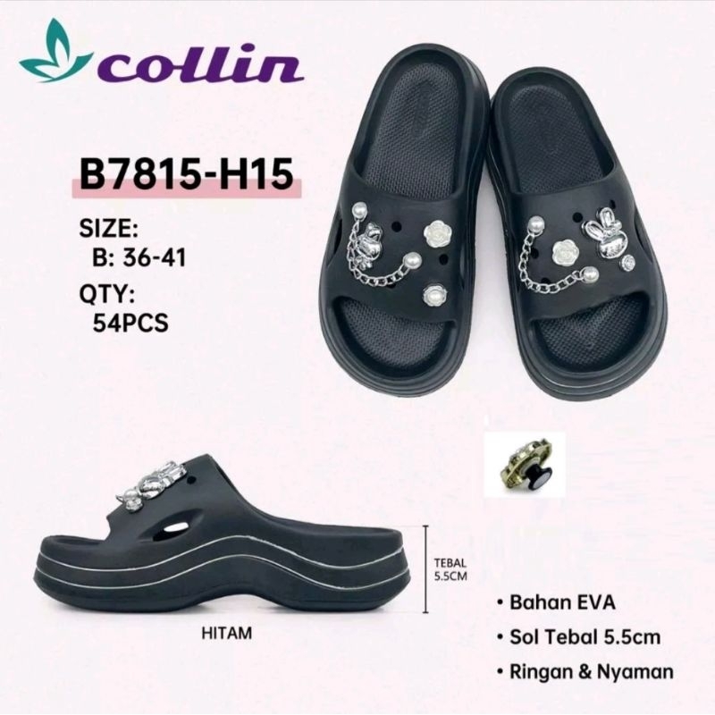 sandal slop wanita sandal jibbitz collin model rantai