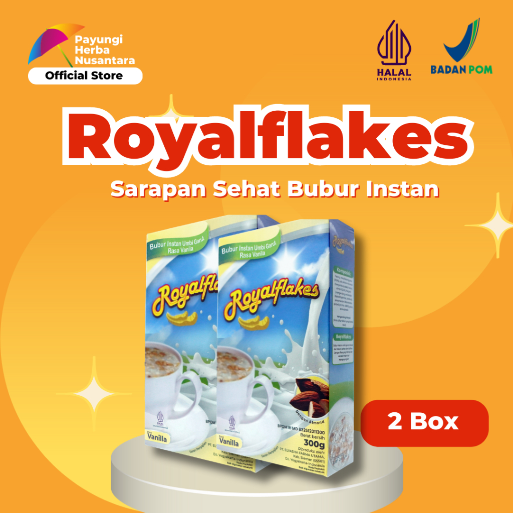 

Royalflakes - Bubur Instan Umbi Garut Rasa Vanila - Sarapan Sehat Diet Aman - Atasi Maag dan Lambung