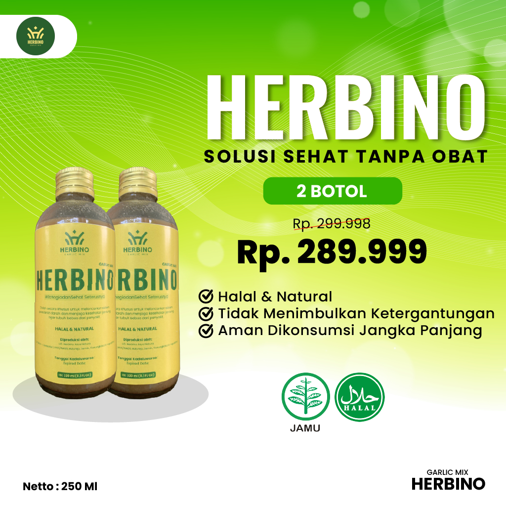 

HERBINO Paket 2 Botol - Herbal Alami Penurun Kolesterol (Paket Sehat Berdua)