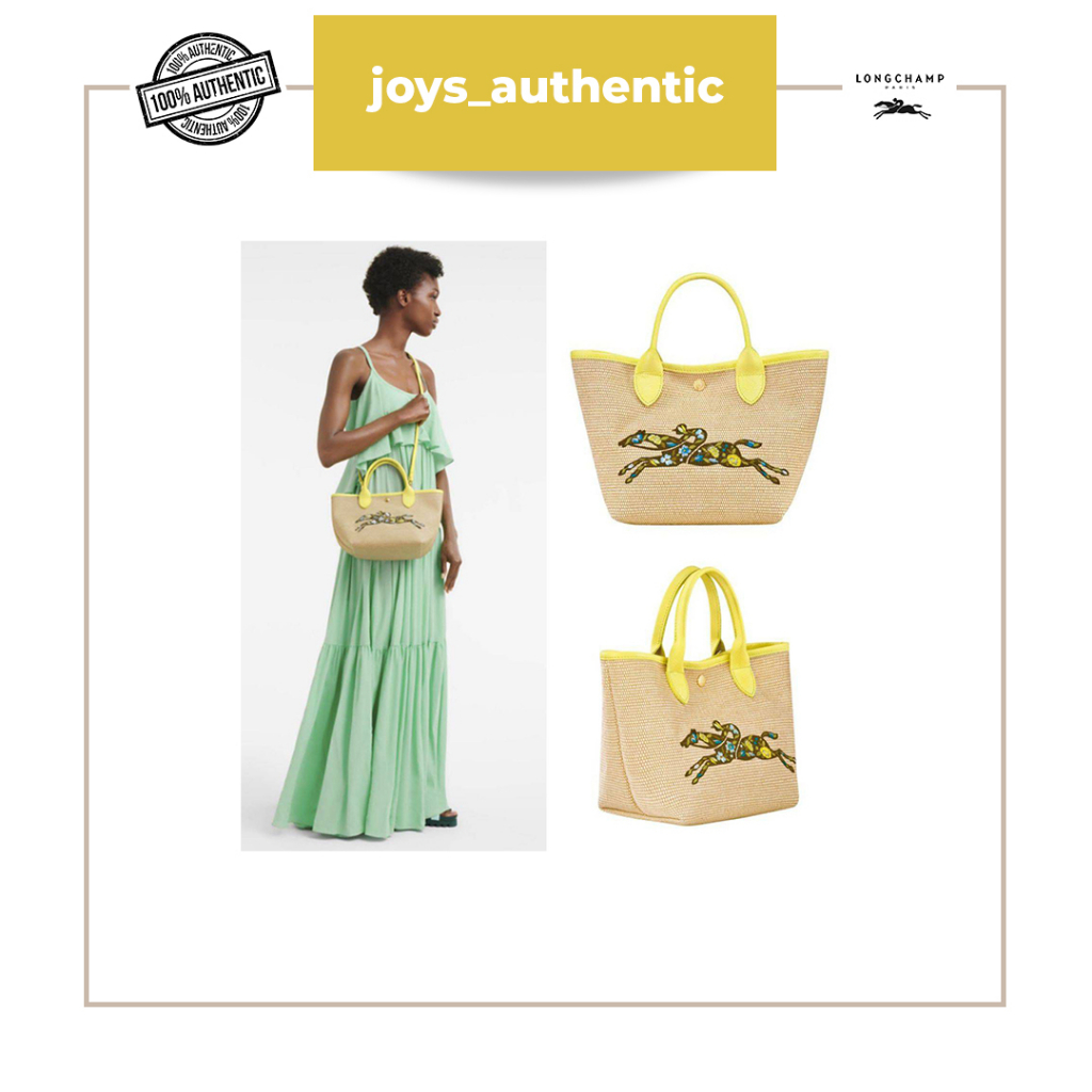 Tas Wanita Longchamp le panier pliage basket bag yellow Woman Bag Authentic Original