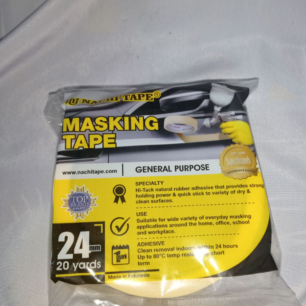 

Masking Tape Nachi 24mm 1inch 20yard dan 12mm 1/2 inch Lakban Kertas