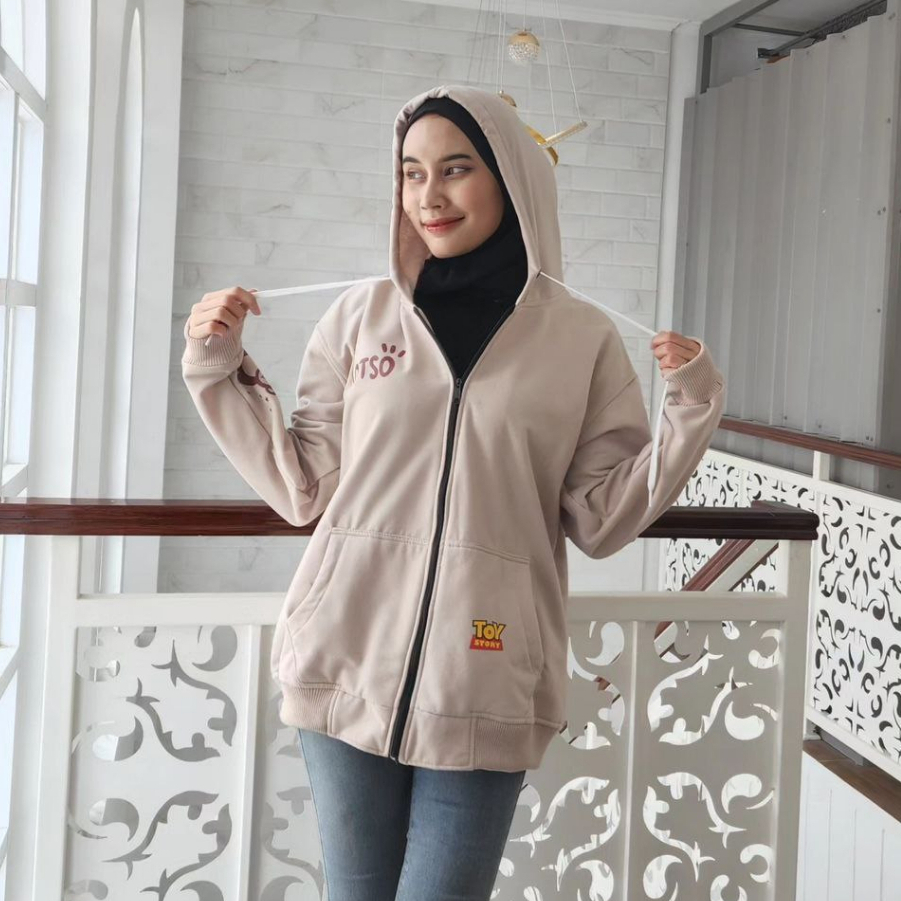 Nara Grosir - Lotso Latte Zipper Hodie l Jaket Hodie Wanita