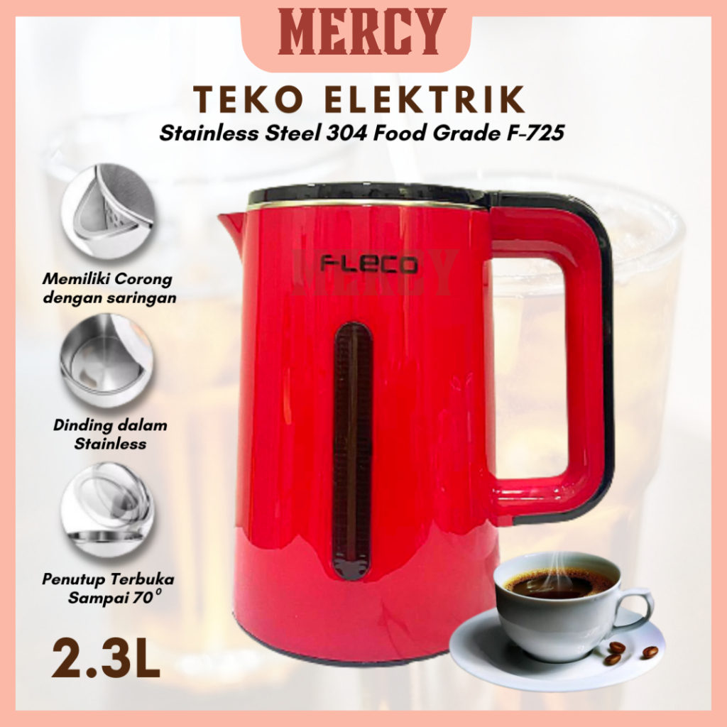 TEKO ELEKTRIK KAPASITAS 2.3 LITER I ELECTRIC KETTLE 2.3L PEMANAS AIR ATAU REBUS MAKANAN TYPE F-275