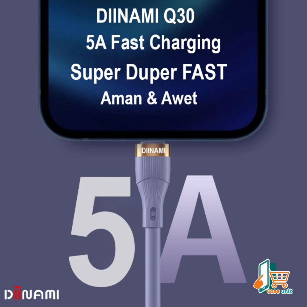 ￼DIINAMI Q30 Cable kabel Data Charger 5A super fast Charging  pengisian cepat for micro usb , tipe c usb &amp; iPhone  ( lighthing ) usb qualcom 5A  18W  - Garansi Resmi 1 Tahun CS5974