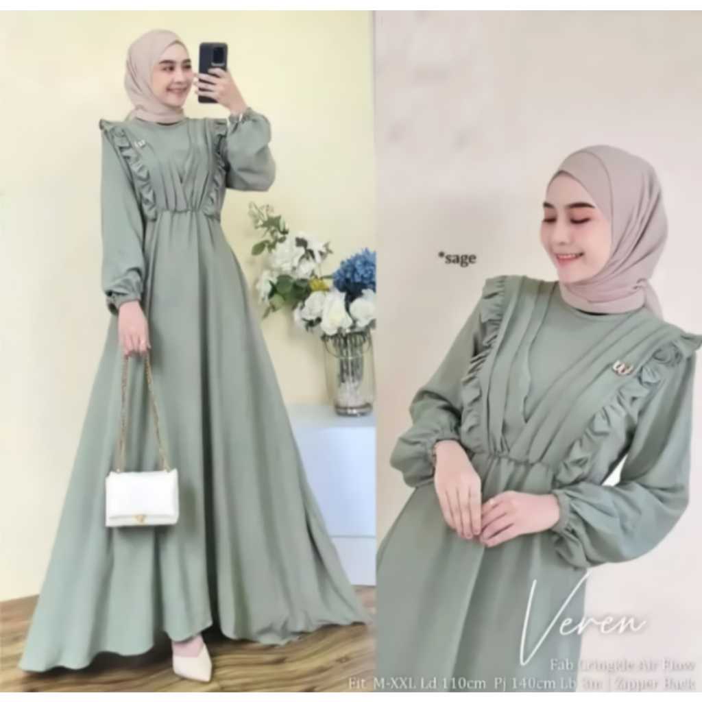 GAMIS VEREN CRINCLE AIRFLOW / DRESS WANITA CANTIK