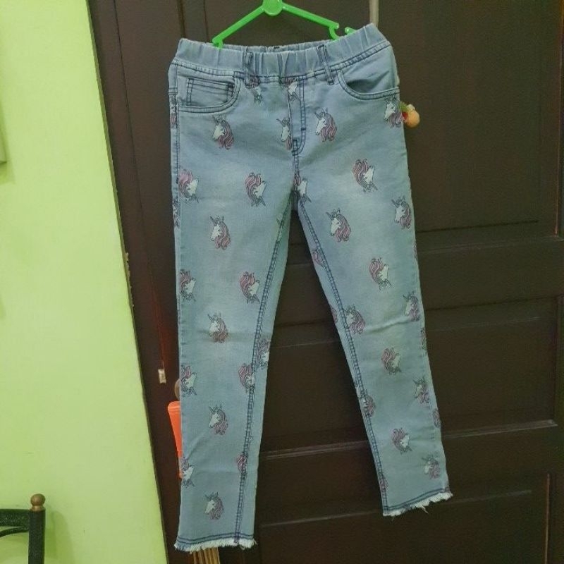 preloved AERO GIRLS 7-8 celana jeans anak perempuan unicorn biru muda